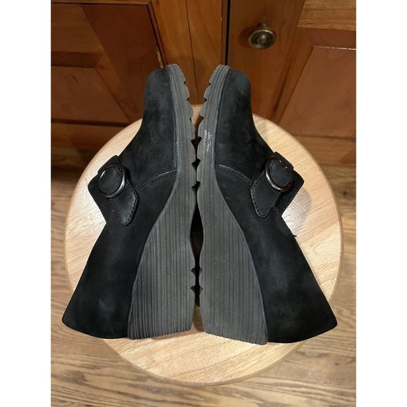 Dansko Black Clio Nubuck Suede Wedge Clogs  7.5-8  38 - Picture 7 of 12